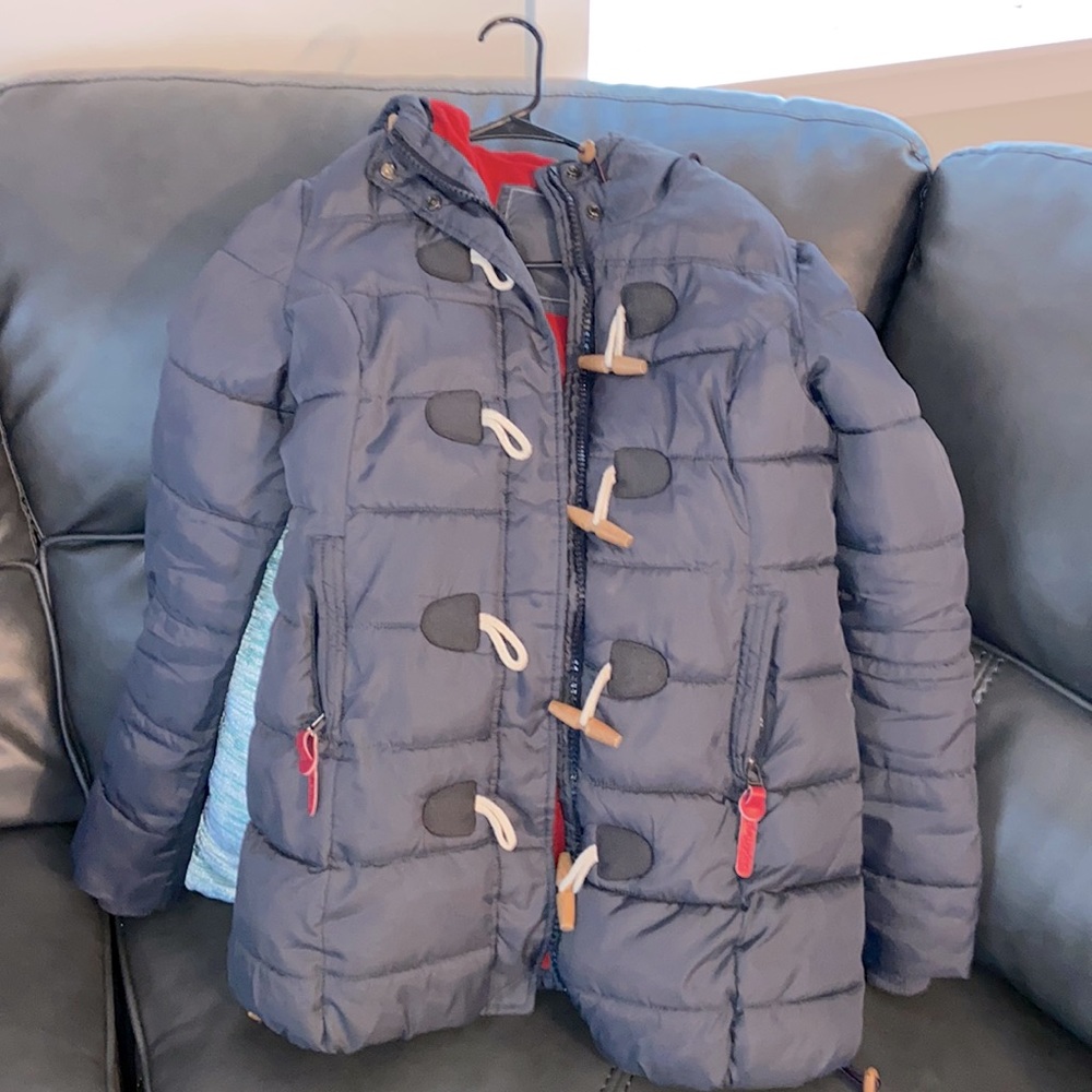 Superdry Navy Puffer Jacket with Red Accents